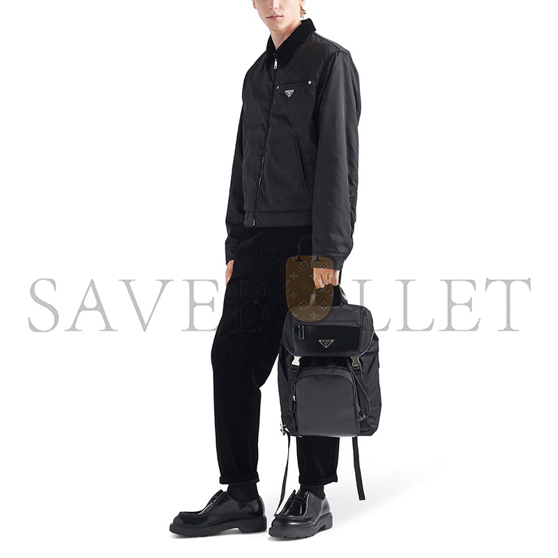 PRADA RECYCLED-NYLON AND LEATHER BACKPACK 2VZ135 (45*27*17cm) 